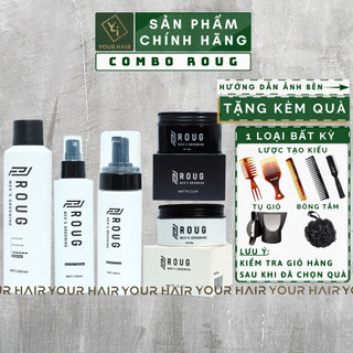 Combo roug | sáp vuốt tóc 90g - gôm tạo kiểu 250ml - xịt tạo phồng 150ml - bọt tạo kiểu 150ml