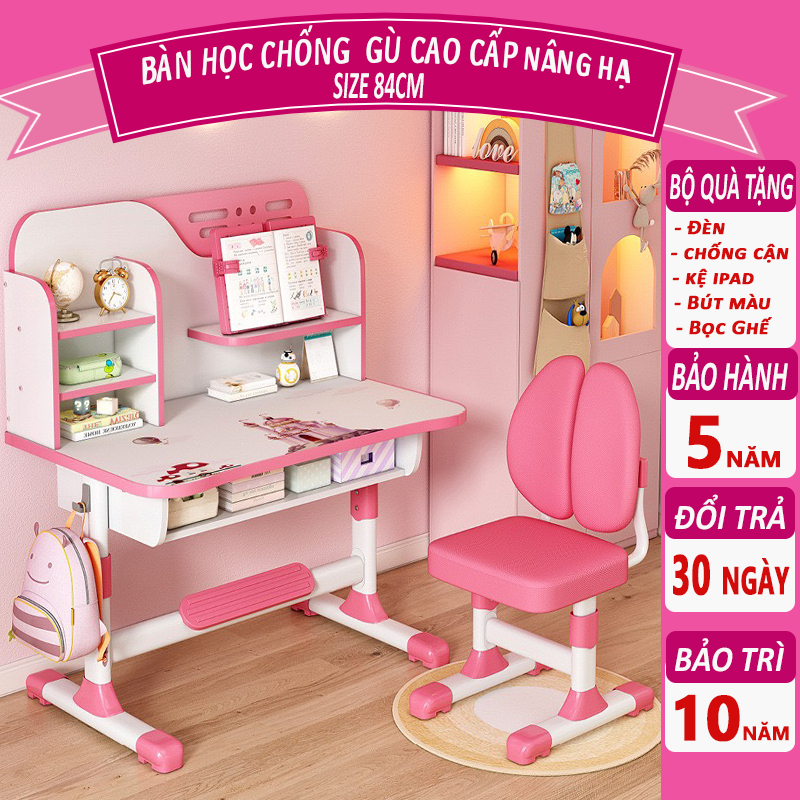 Bộ bàn học sinh SKYA C051 bàn học thông minh cho bé chống cận chống gù điều chỉnh được độ cao có giá sách ngăn đựng đồ | BigBuy360 - bigbuy360.vn