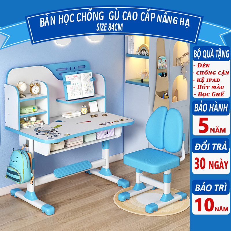 Bộ bàn học sinh SKYA C051 bàn học thông minh cho bé chống cận chống gù điều chỉnh được độ cao có giá sách ngăn đựng đồ | BigBuy360 - bigbuy360.vn