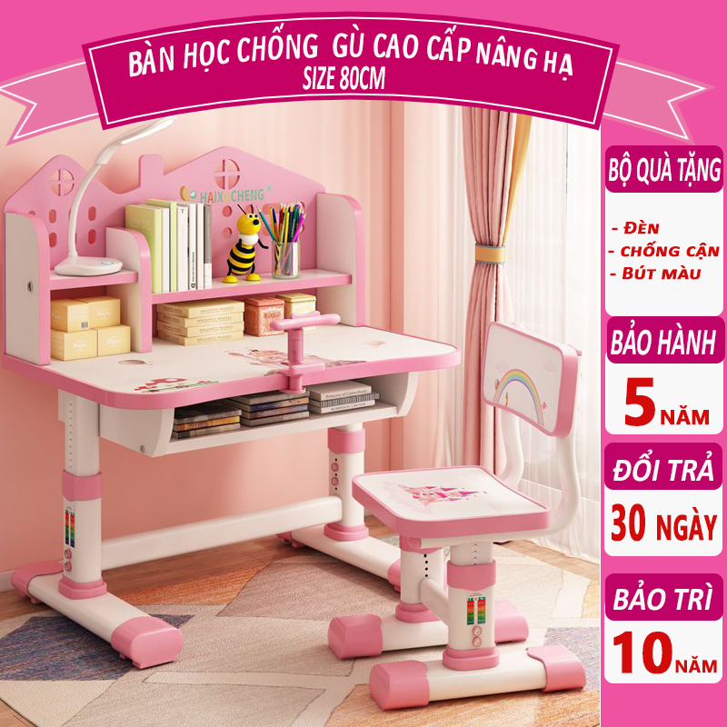 Bộ bàn học sinh SKYA C051 bàn học thông minh cho bé chống cận chống gù điều chỉnh được độ cao có giá sách ngăn đựng đồ | BigBuy360 - bigbuy360.vn