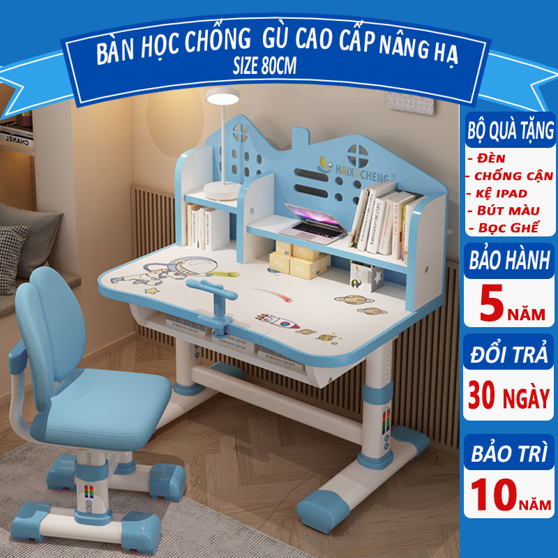 Bộ bàn học sinh SKYA C051 bàn học thông minh cho bé chống cận chống gù điều chỉnh được độ cao có giá sách ngăn đựng đồ | BigBuy360 - bigbuy360.vn