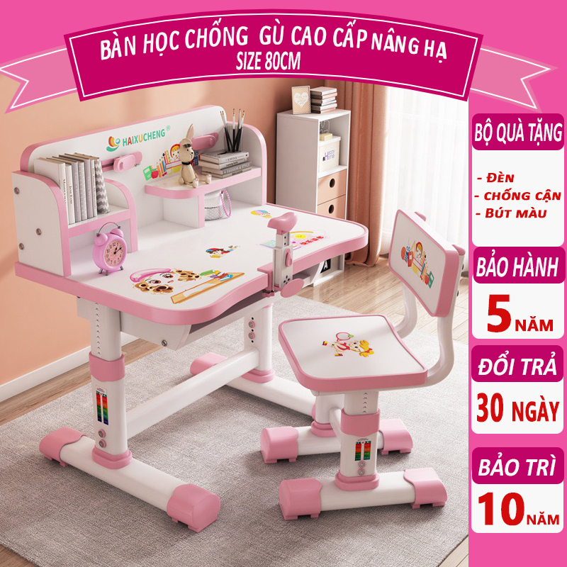 Bộ bàn học sinh SKYA C051 bàn học thông minh cho bé chống cận chống gù điều chỉnh được độ cao có giá sách ngăn đựng đồ | BigBuy360 - bigbuy360.vn