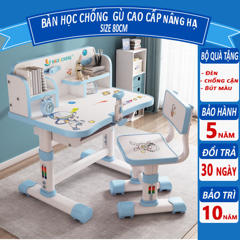 Bộ bàn học sinh SKYA C051 bàn học thông minh cho bé chống cận chống gù điều chỉnh được độ cao có giá sách ngăn đựng đồ | BigBuy360 - bigbuy360.vn