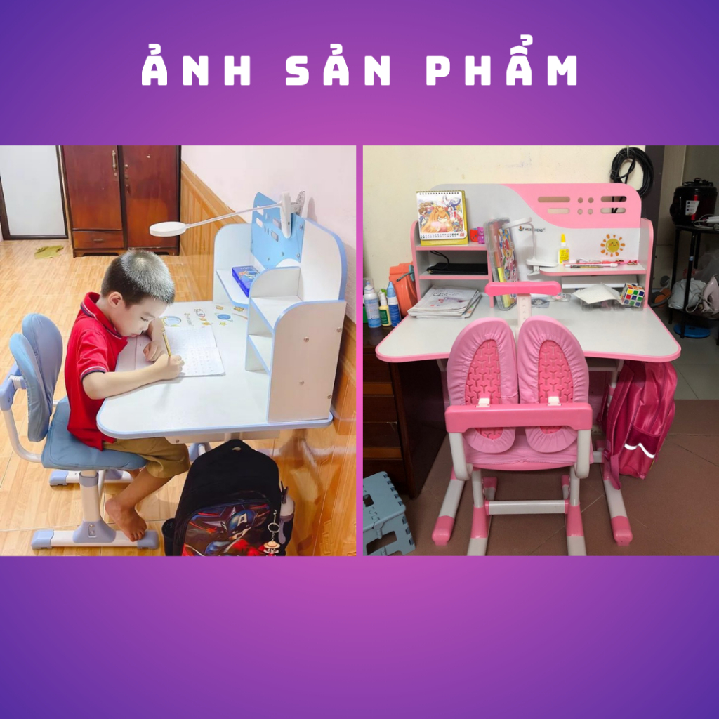 Bộ bàn học sinh SKYA C051 bàn học thông minh cho bé chống cận chống gù điều chỉnh được độ cao có giá sách ngăn đựng đồ | BigBuy360 - bigbuy360.vn