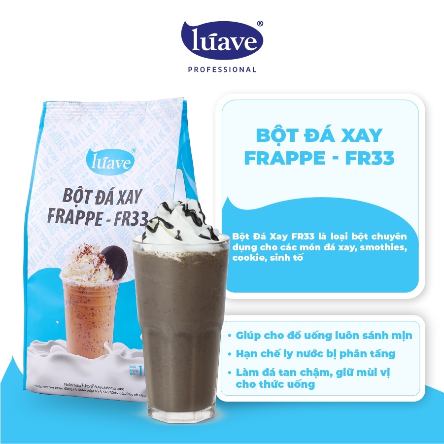 Bột Đá Xay Kem Béo Thực Vật Chống Tan Tách Nước Frappe FR33 Luave Gói 1kg