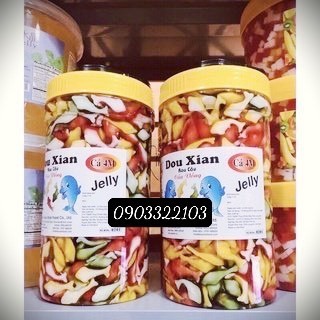 Thạch cá/thạch trái cây 4 màu dou xian hàng huy trình huy có đủ các mùi hủ 2kg5