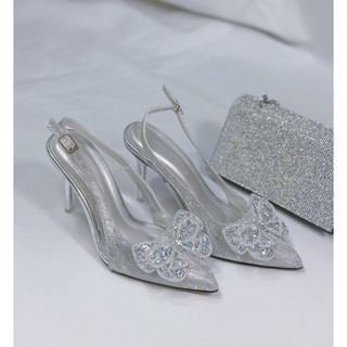  sục kim tuyến Nơ HANA STORE  gót cao 5cm - 7cm - 9cm 