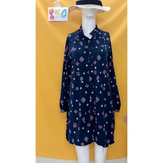 đầm thun lạnh họa tiết kiểu sơmi. S850