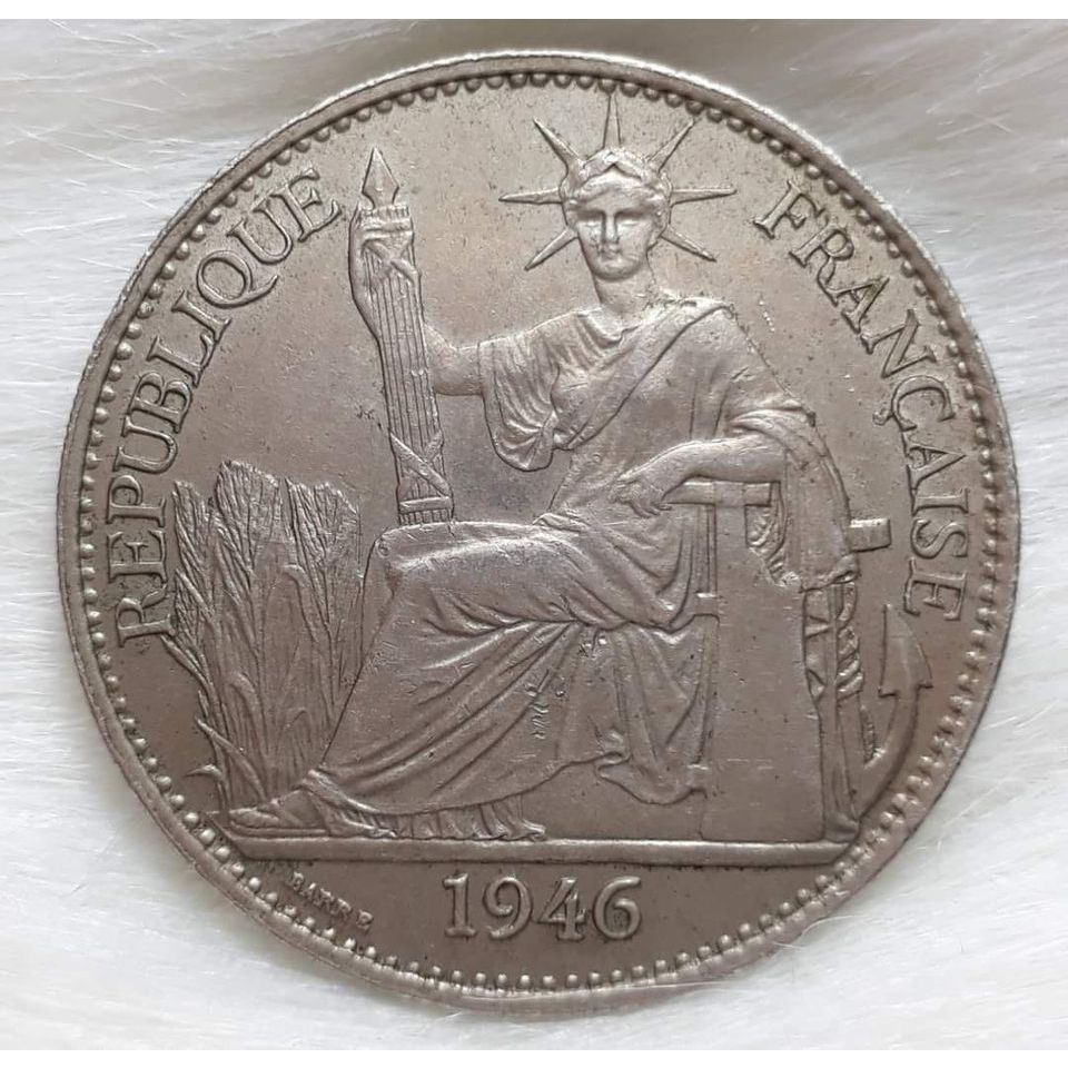 Xu Đông Dương 50 cent Hoa xòe Nickel 1946