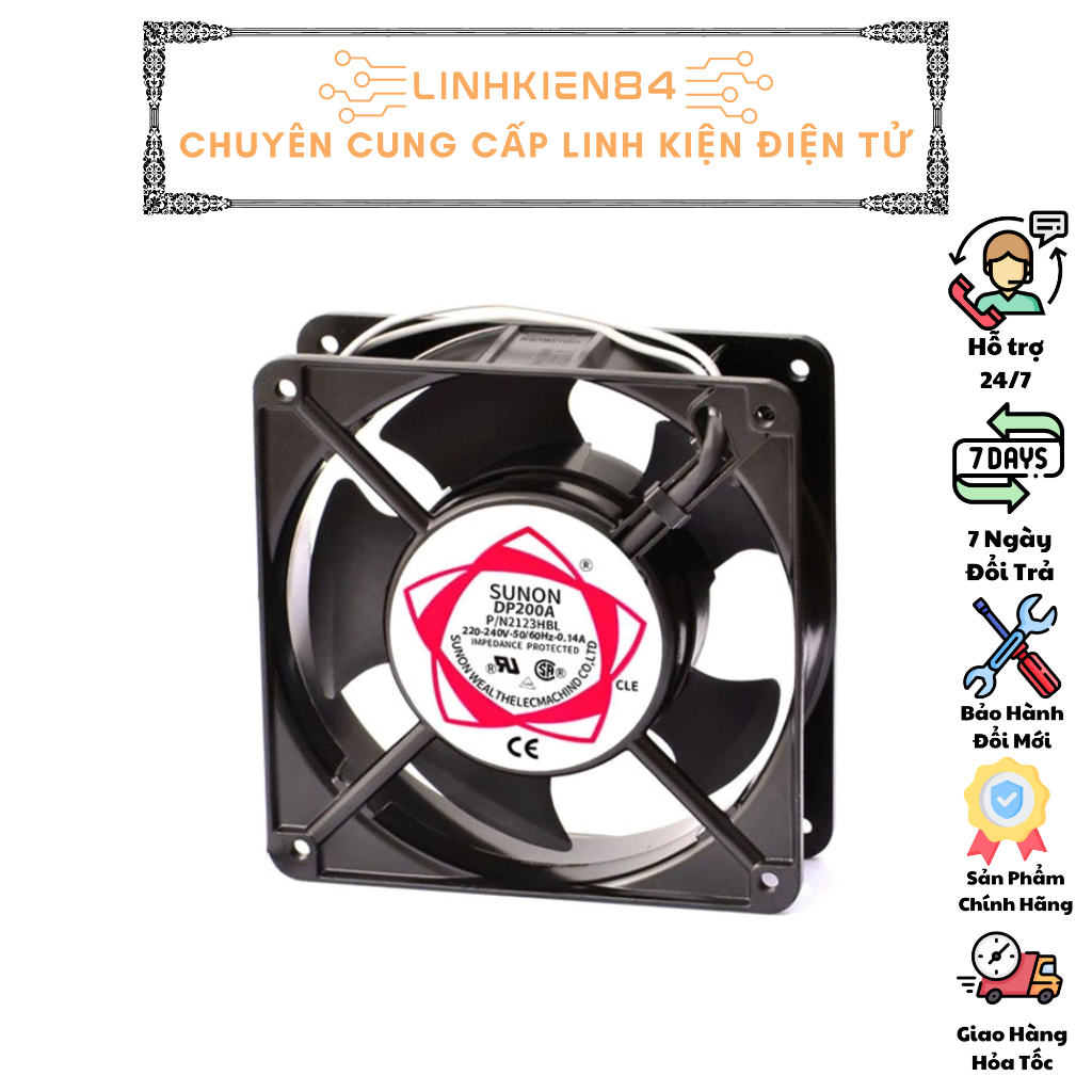 Quạt Tản Nhiệt 12x12x4CM DP200A 220VAC