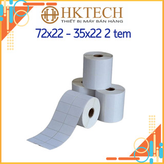 Giấy In Mã Vạch 2 Tem 35x22 (Cuộn) - Decal Nhiệt 2 Tem 72x22 mm, cuộn 30m