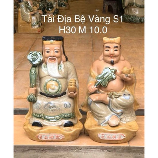 Tượng gốm thần tài-thổ địa men rạn Bát tràng