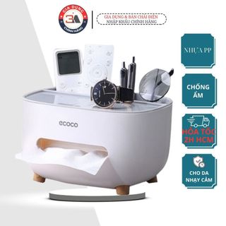 Hộp đựng giấy ăn ecoco cao cấp - hộp đựng giấy để bàn, có ngăn để đồ đa năng chất liệu nhựa abs