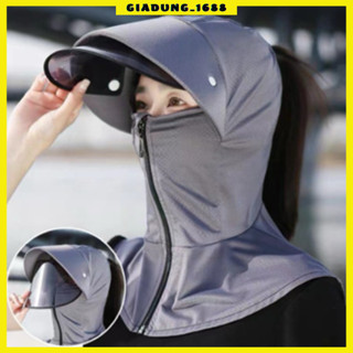 Mũ nón chống nắng kèm khẩu trang có kính chống tia uv mũ rộng vành che nắng cho nữ (   hot)