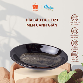 Đĩa Bầu Dục Men Cánh Gián - Gốm Sứ Cao Cấp Bát Tràng D23cm x R15cm