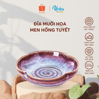 Đĩa Muối Hoa Men Hồng Tuyết - Đĩa Gia Vị Men Hồng Tuyết (2 size) - Gốm Sứ Bát Tràng