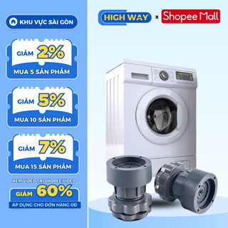 Set 4 Chân Chống Rung Máy Giặt HIGH WAY Tăng Giảm Chiều Cao, Đế Cao Su Chống Rung, Siêu Chống Trượt