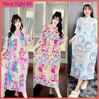 ĐẦM THUN SUÔNG DẬP LY THÁI HOẠT HÌNH DÁNG DÀI MAXI GẤU DÂU DỄ THƯƠNG Nữ LOẠI 1 - Shop nghi 85