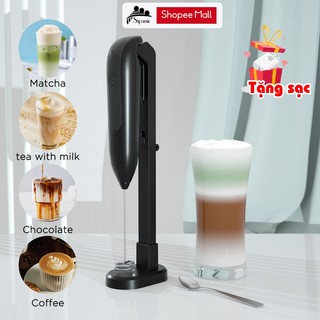 Máy tạo bọt cà cà phê, SIPANIC cao cấp cầm tay không dây pin sạc, có giá đỡ đế sạc tiện lợi