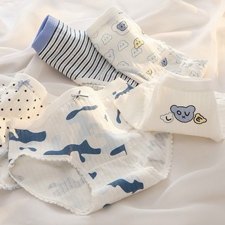 Quần lót cotton xanh dương chấm bi 256