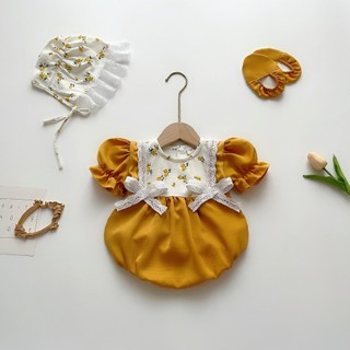 Bodysuit, body liền thân lụa vàng cho bé gái