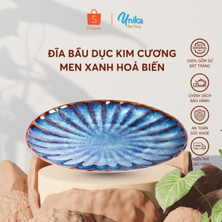 Đĩa Bầu Dục Họa Tiết Kim Cương (3 size) - Đĩa gốm cao cấp