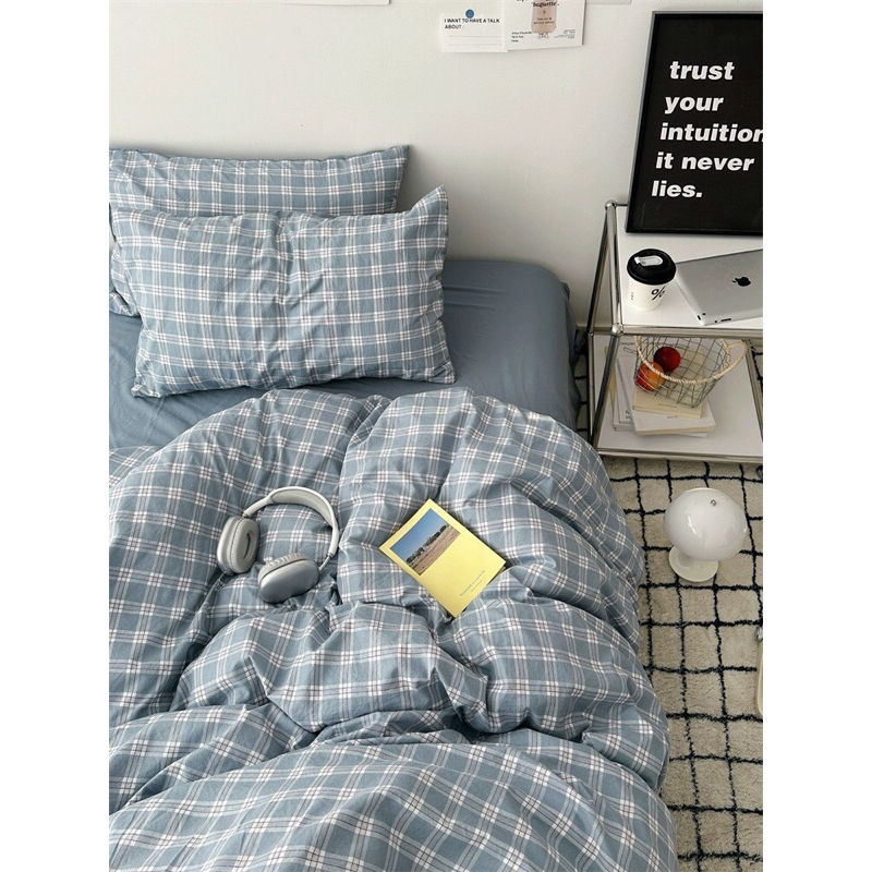 Chăn ga gối đũi Tici caro kẻ sọc