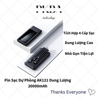Pin Sạc Dự Phòng AK121 Dung Lượng 20000mAh,PKBA Kèm 4 Cáp Sạc, Hỗ Trợ Sạc Nhiều Thiết Bị Cùng Lúc