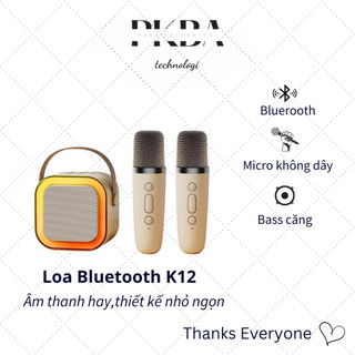 Loa bluetooth K12 Không Dây mini Kèm 2 Micro,PKBA Thiết Kế Nhỏ Gọn Tiện Dụng, Có Thể Thay Đổi Giọng, Dễ Sử Dụng