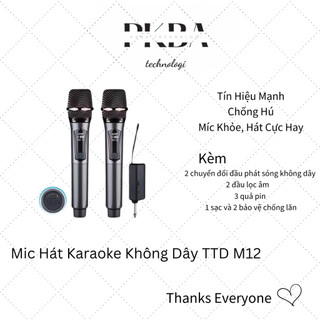 Mic Hát Karaoke Không Dây TTD M12 Cao Cấp,PKBA, Chống Hú, Chống Nhiễu, Màn Hình LCD,Bắt Sóng Xa, Âm Thanh Trong Hát Siêu