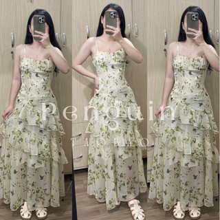 [hình chính chủ] D8 Đầm váy 2 dây voan phối bèo xẻ tà phong cách