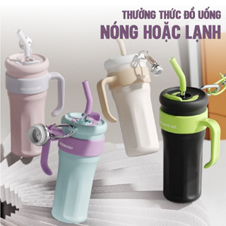 Ly giữ nhiệt khắc tên Believe Me 1250ml có ống hút, ly nước giữ nóng lạnh inox 316 có tay cầm tiện lợi