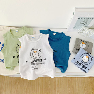 Áo ba lỗ cho bé trai LILA KIDS, Áo ba lỗ In Hình Gấu cho bé mặc thoáng mát từ 6-28kg