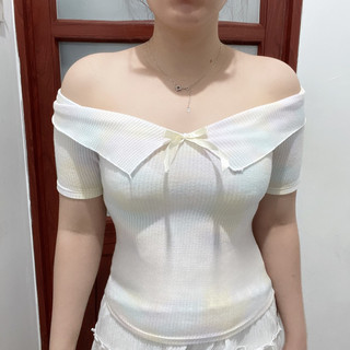 Áo Trễ Vai Form Ôm Phối Nơ