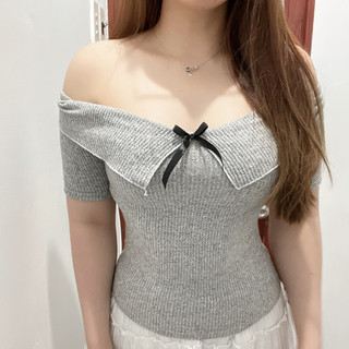Áo trễ vai form ôm phối nơ