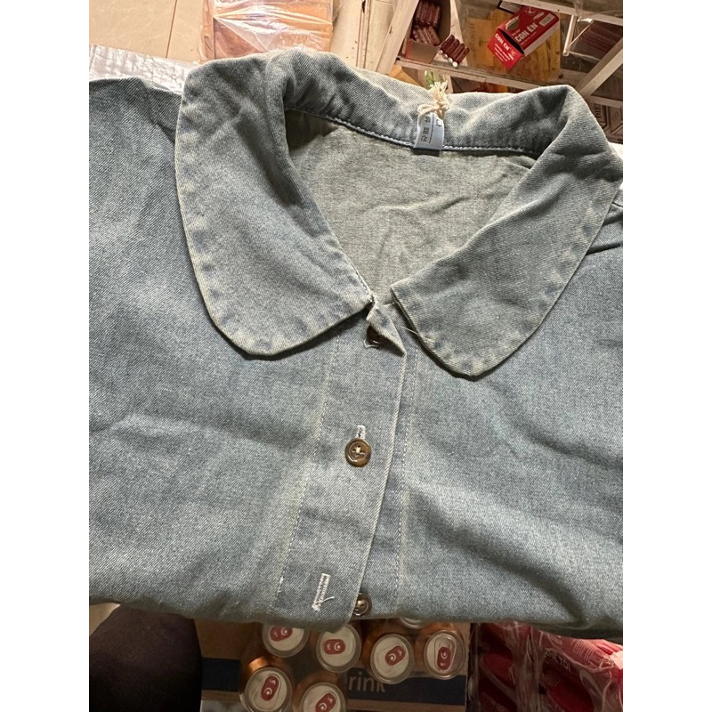 Siu phẩm áo sơ mi bò bạc cổ sen tay chun hến hàng QC