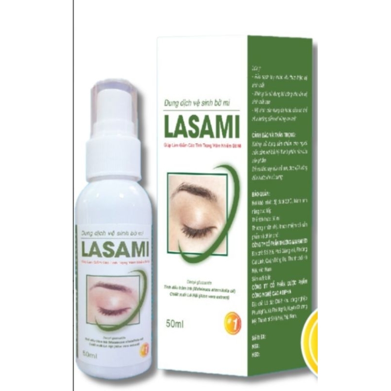 dung dịch vệ sinh bờ mi Lasami giúp vệ sinh bờ mi hàng ngày.có tác dụng giảm viêm,đau nhức,ngứa rát bờ mi.( lọ 50ml)
