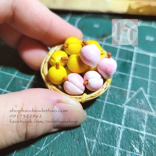 Mô hình trái đào tý hon bằng đất sét trang trí nhà búp bê, roombox