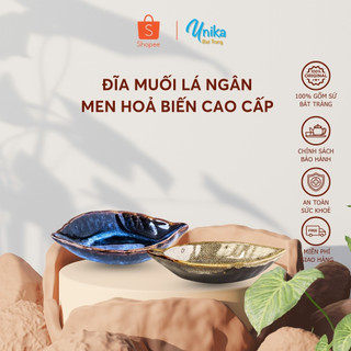 Đĩa Muối Lá Ngân (2 màu) - Đĩa Chiếc Lá Ngân - Gốm Sứ Đẳng Cấp Bát Tràng