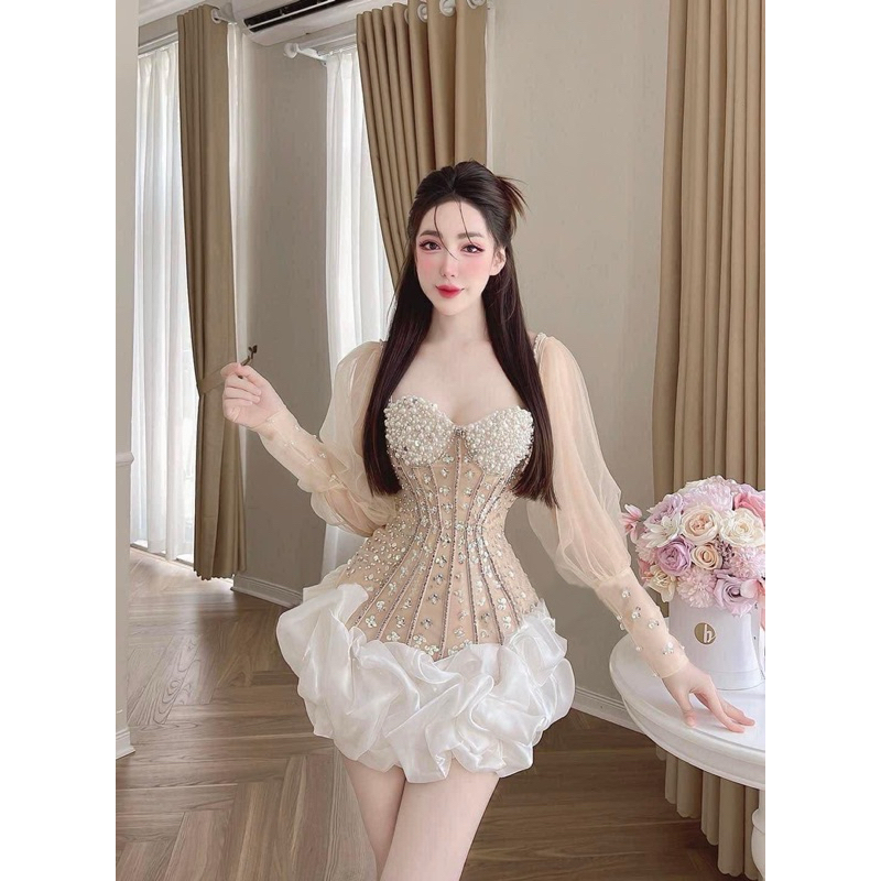 ĐẦM BODY TRỄ VAI ĐÍNH ĐÁ