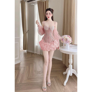 ĐẦM BODY TRỄ VAI ĐÍNH ĐÁ