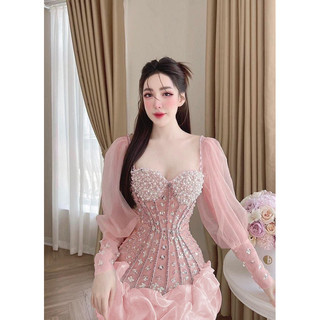 ĐẦM BODY TRỄ VAI ĐÍNH ĐÁ