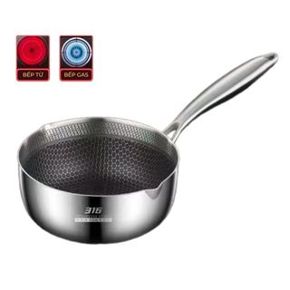 Chảo chống dính 5 lớp inox 316 khắc laser vân tổ ong 18-28cm đáy bằng, chảo chống dính đa năng chiên - xào - rán