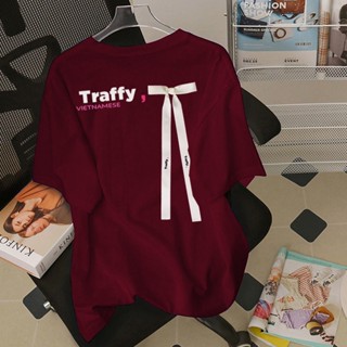 Đỏ mận bowknot đẹp NBOT nơ nữ áo phông local brand chính hãng form rộng tay ngắn áo thun bigsize nữ-Y0688
