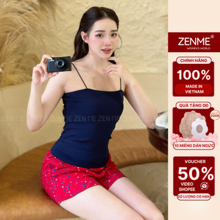 Bộ đồ ngủ mặc nhà nữ mùa hè 2 dây chất thun Cotton co giãn BT0324, Zen Me Women's World