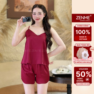 Đồ ngủ nữ 2 dây trơn chất liệu phi lụa cao cấp nhẹ nhàng nữ tính BDT0323,  Zen Me Women's World