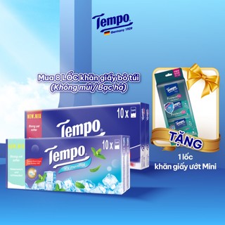 [8 LỐC TẶNG 1 LỐC KHĂN ƯỚT MINI] Khăn Giấy Bỏ Túi Tempo Regular Loại Vừa Siêu Thơm, Bền Dai 4 Lớp, An Toàn Cho Da