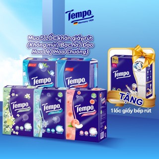[MUA 5 LỐC TẶNG 1 LỐC GIẤY BẾP RÚT] Khăn giấy rút cao cấp Tempo - 4 lớp bền dai - Thương hiệu Đức (Lốc 4 gói)