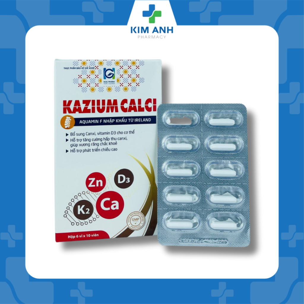 Kazium Calci hỗ trợ canxi, vitamin D3 (viên) - Nhà thuốc Kim Anh