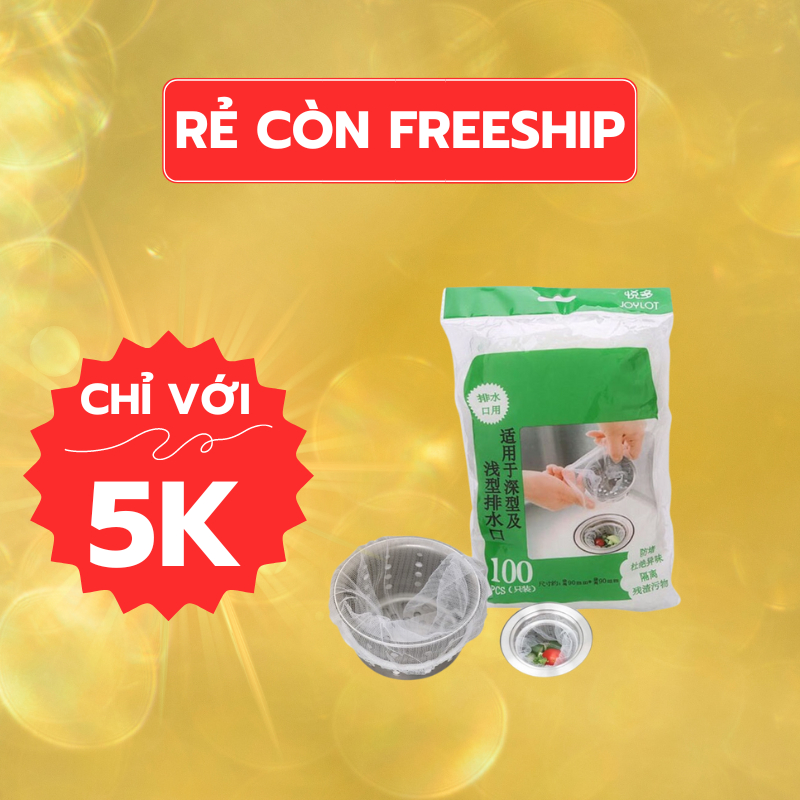 Combo 100 túi lọc rác bồn rửa chén bát, túi lưới lọc rác chậu rửa bát, bọc đựng rác bồn rửa bát
